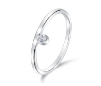 Simple Designed CZ Stone Silver Ring NSR-4026